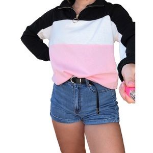 Color blocking zip up